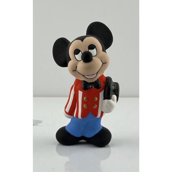 Mickey Mouse Walt Disney Productions Ceramic Figurine Red White Striped Coat 9" - Picture 1 of 9